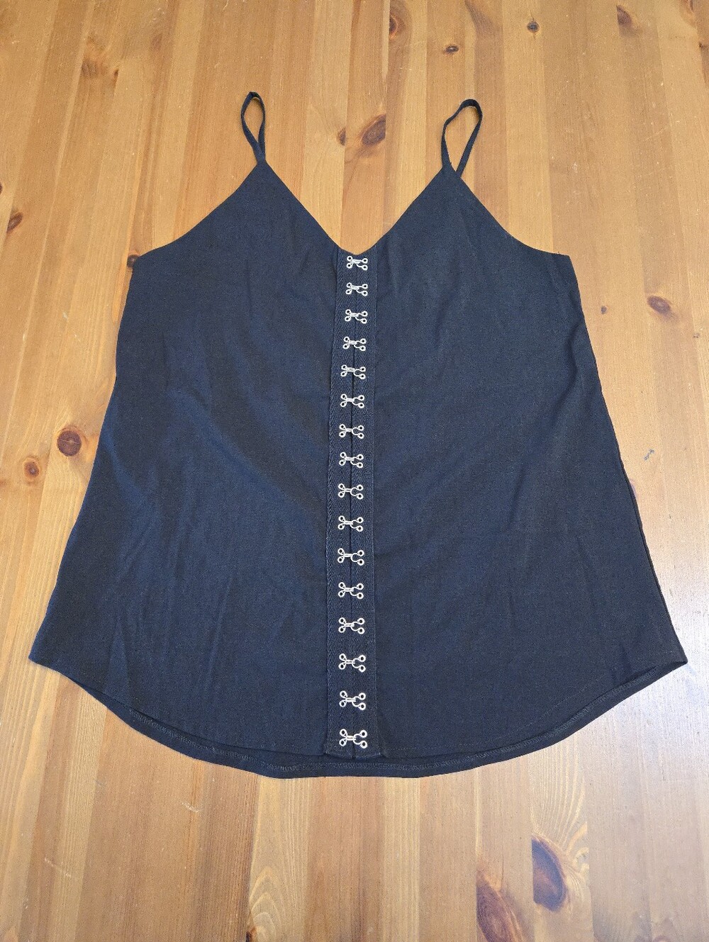 Carmin Black Cami Top with Slim Straps